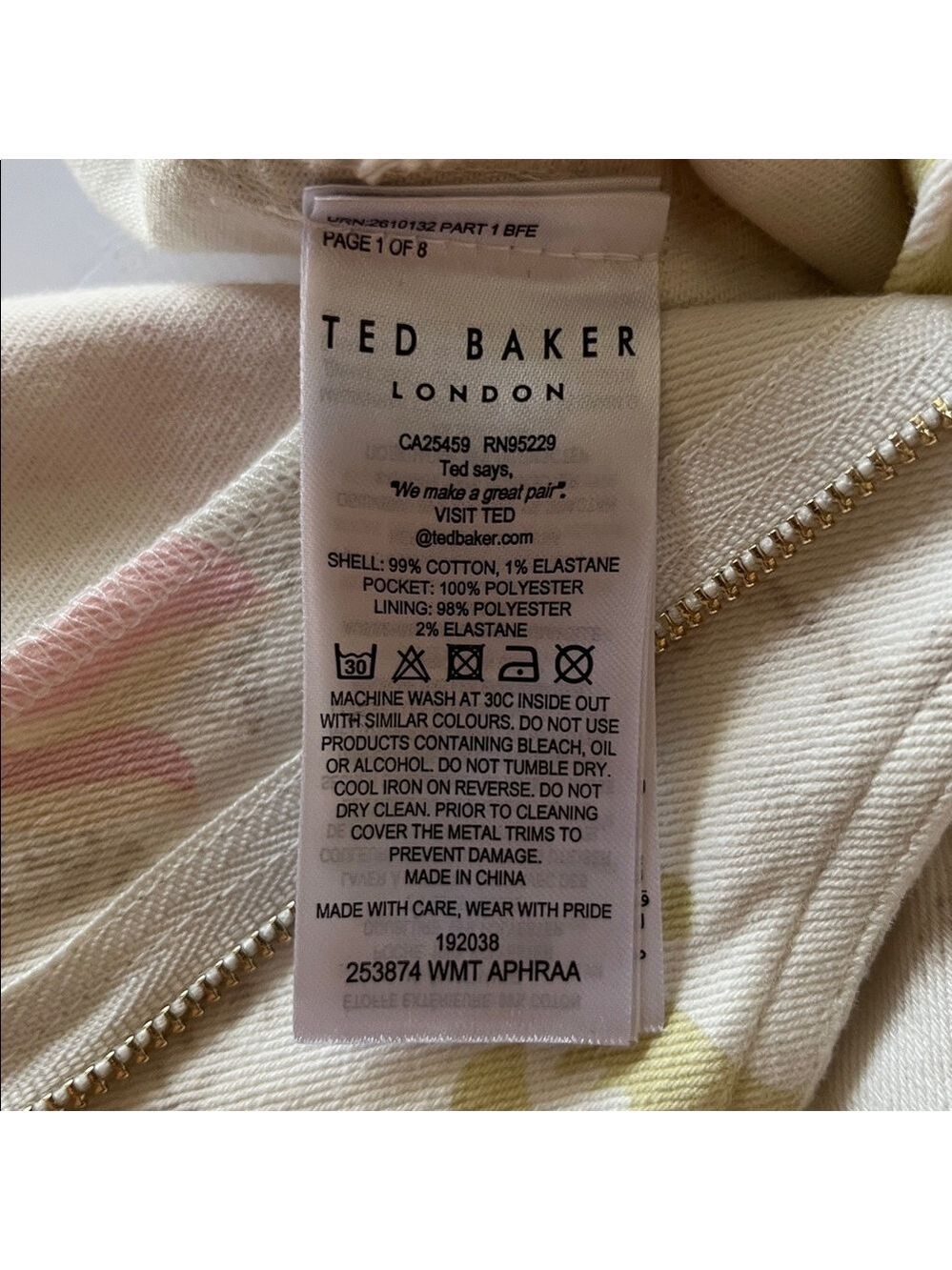 Ted Baker London Aphraa Floral Print Buckle Waist Band Tapered Trouser - Picture 12 of 12
